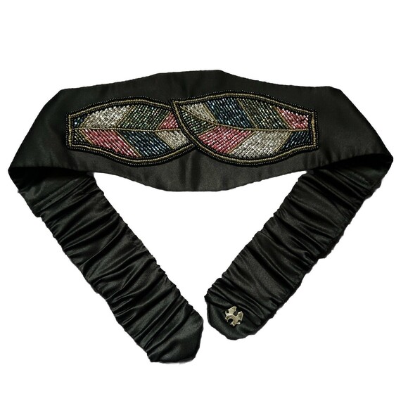 VTG Handmade Black Multicolor Beaded Purse & Matching Sash Belt Waist SZ 27”-33” - Picture 10 of 14